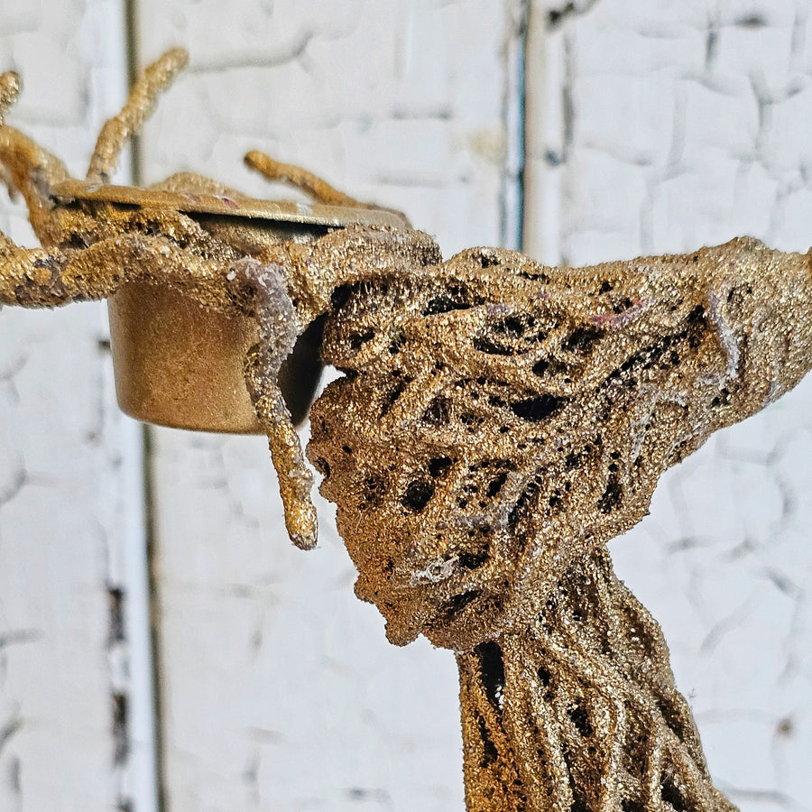 Vintage Gold tone Deer Candlestick