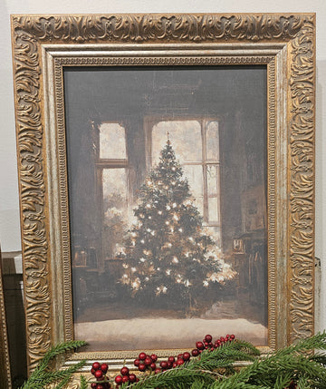 Antique Style Framed Print - Glowing Christmas Tree