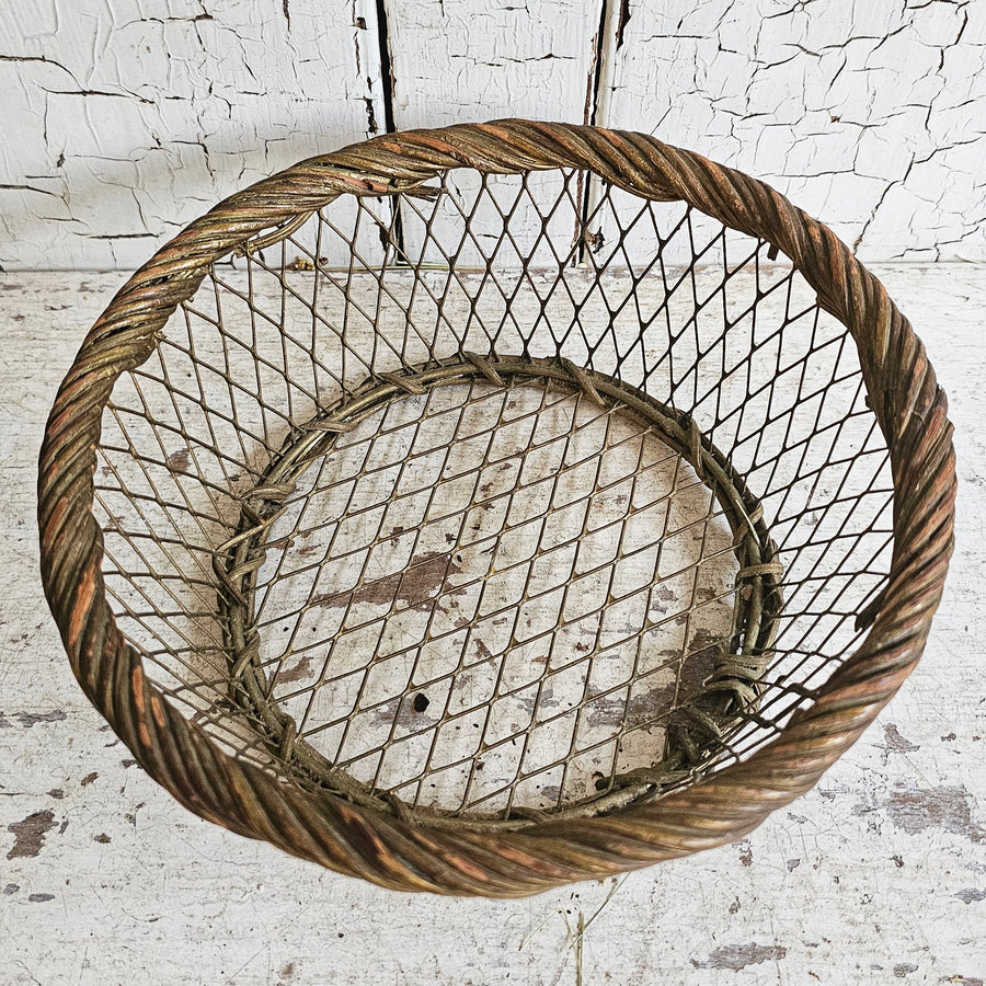 Vintage Gold Wire Basket