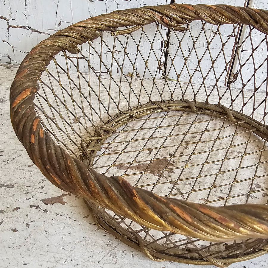 Vintage Gold Wire Basket