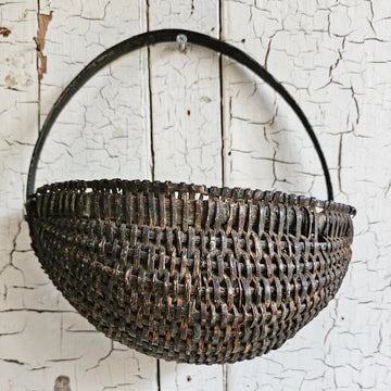 Handmade Antique Flat Back Hanging Basket