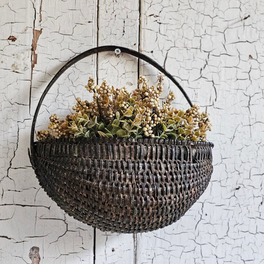 Handmade Antique Flat Back Hanging Basket