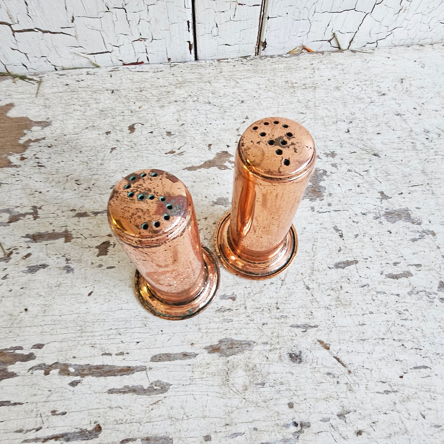 Vintage Copper Salt & Pepper Shakers