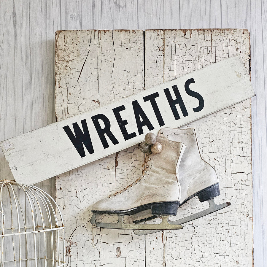 Vintage Metal WREATHS Sign