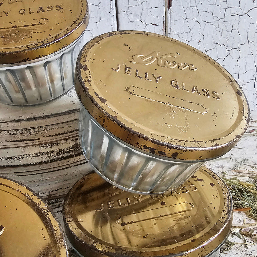 Set of Two Vintage Kerr Glass Jelly Jars with lids