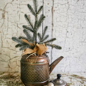 Vintage Copper Tea Pot with Tree