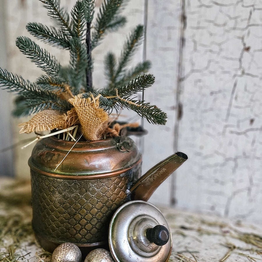 Vintage Copper Tea Pot with Tree