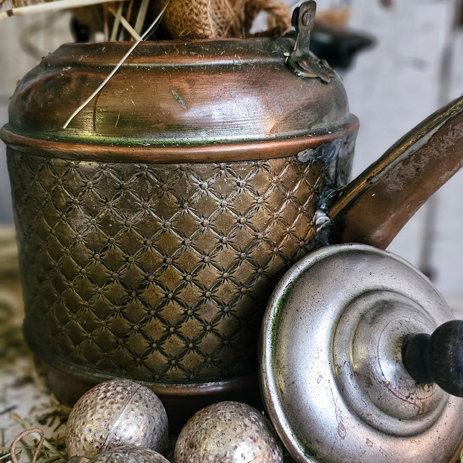Vintage Copper Tea Pot with Tree