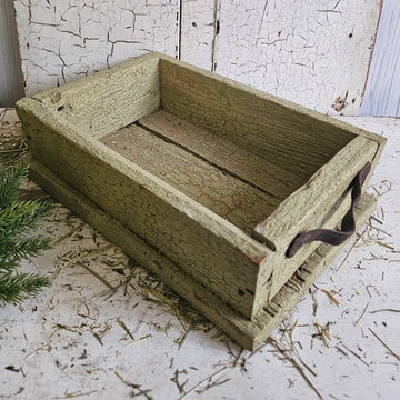 Vintage Green Wood Crate/ Tray