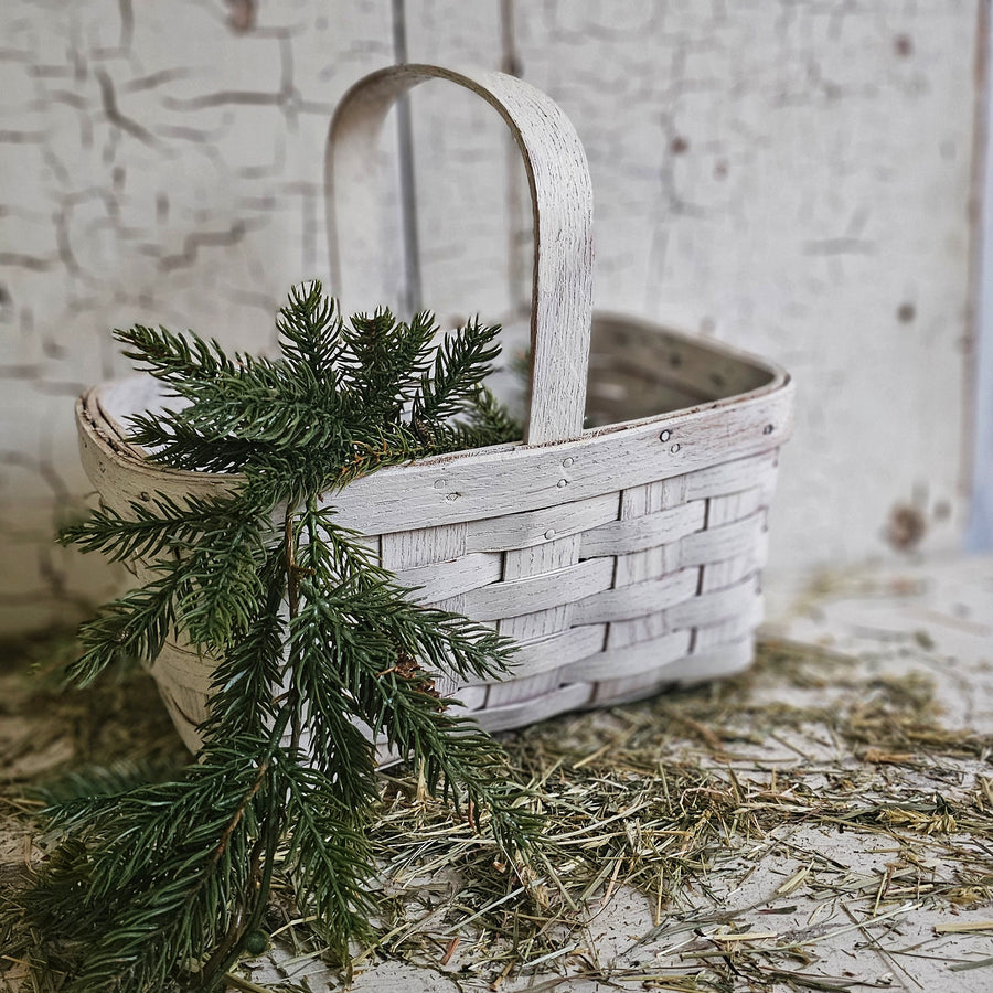 Vintage Woven Chippy White Gathering Basket