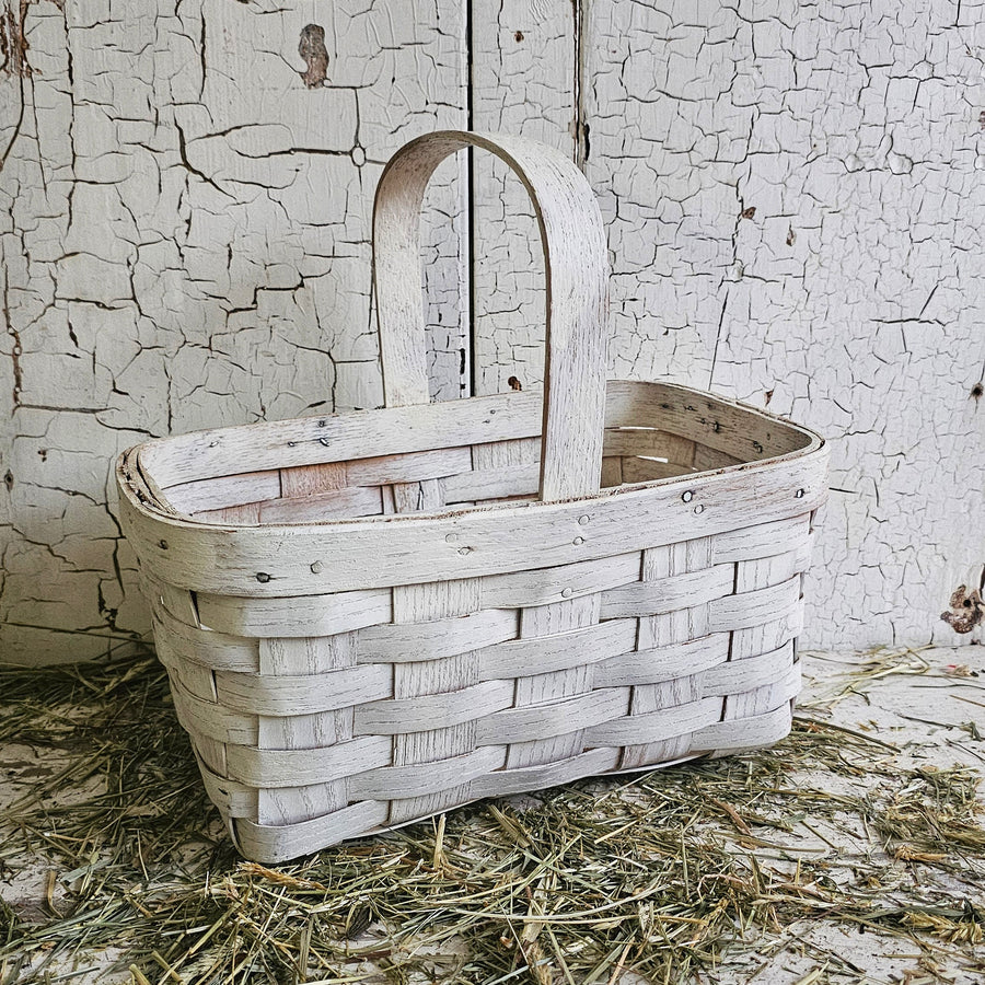 Vintage Woven Chippy White Gathering Basket