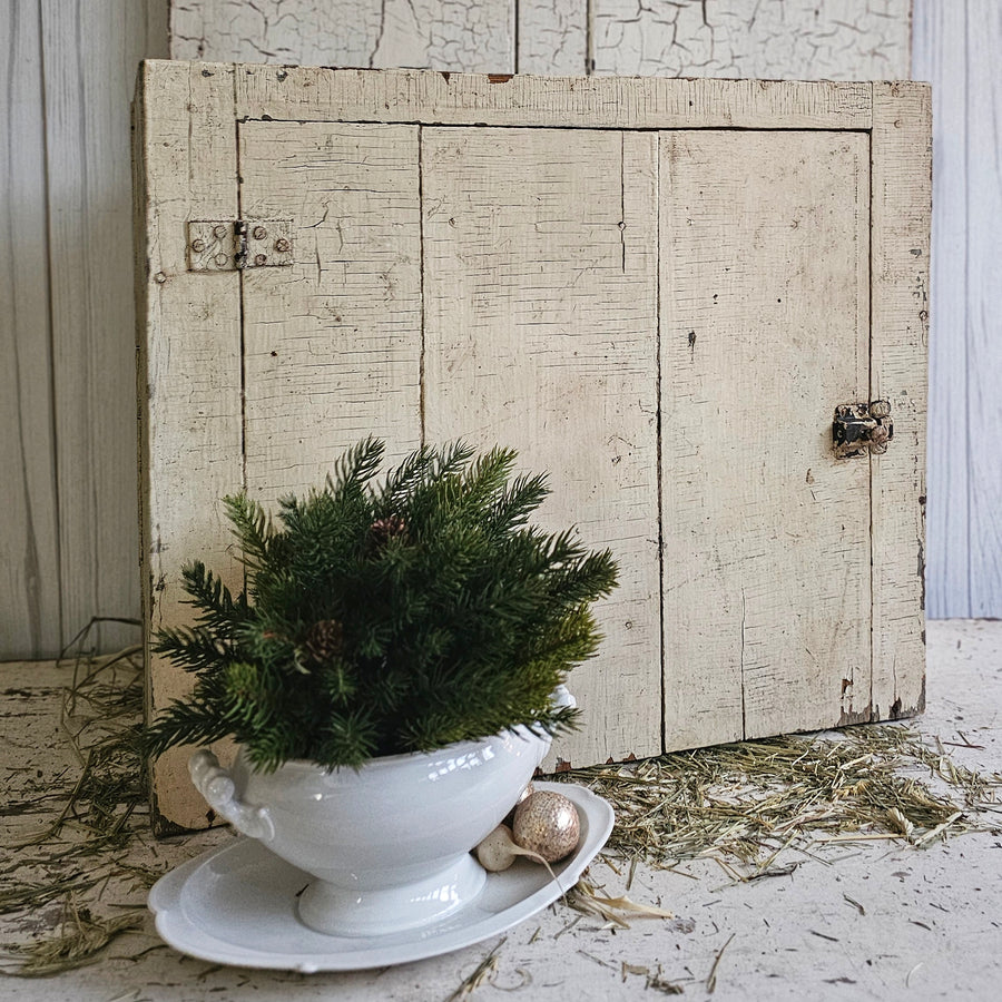 Vintage Chippy White Wood Cabinet