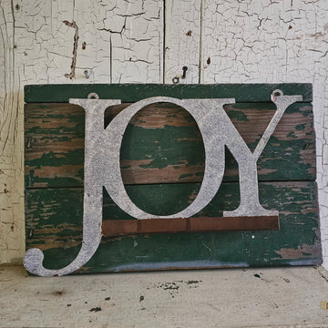 Vintage Style Wood and Metal JOY Sign