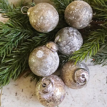 Set of 6 Vintage Style Small Glass Ornaments