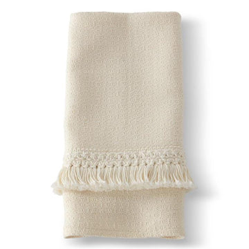 White Fringe Hand Towel