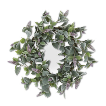 Purple Grape Hyacinth & Flocked Leaf Wreath