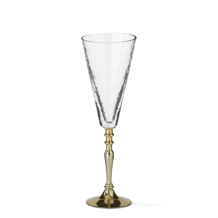 Crackled Glass Gold Stem Goblet
