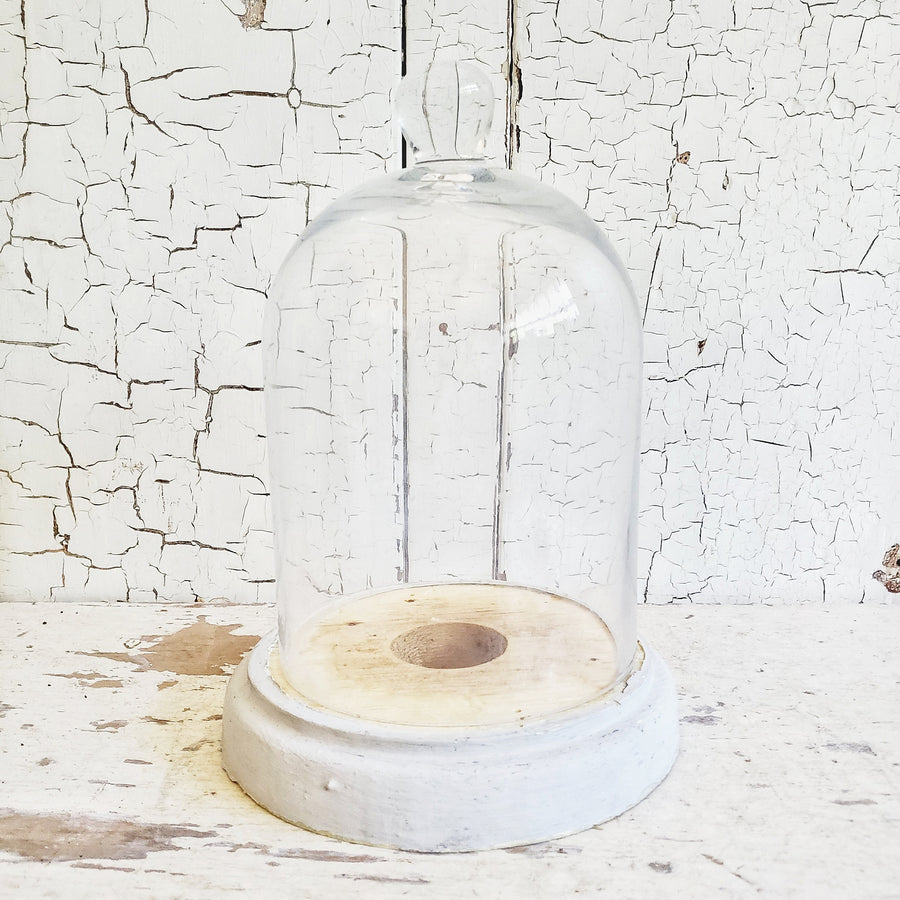 Glass Cloche and Vintage Architectural Base Set