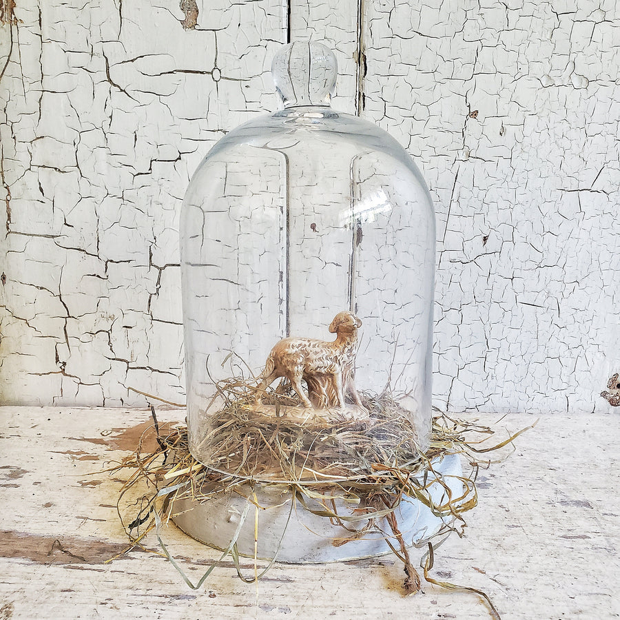 Glass Cloche and Vintage Architectural Base Set