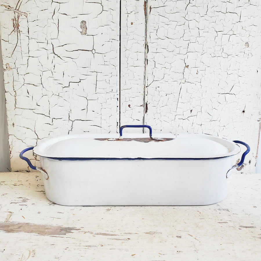 Antique European Enamelware Fish Poacher Pan