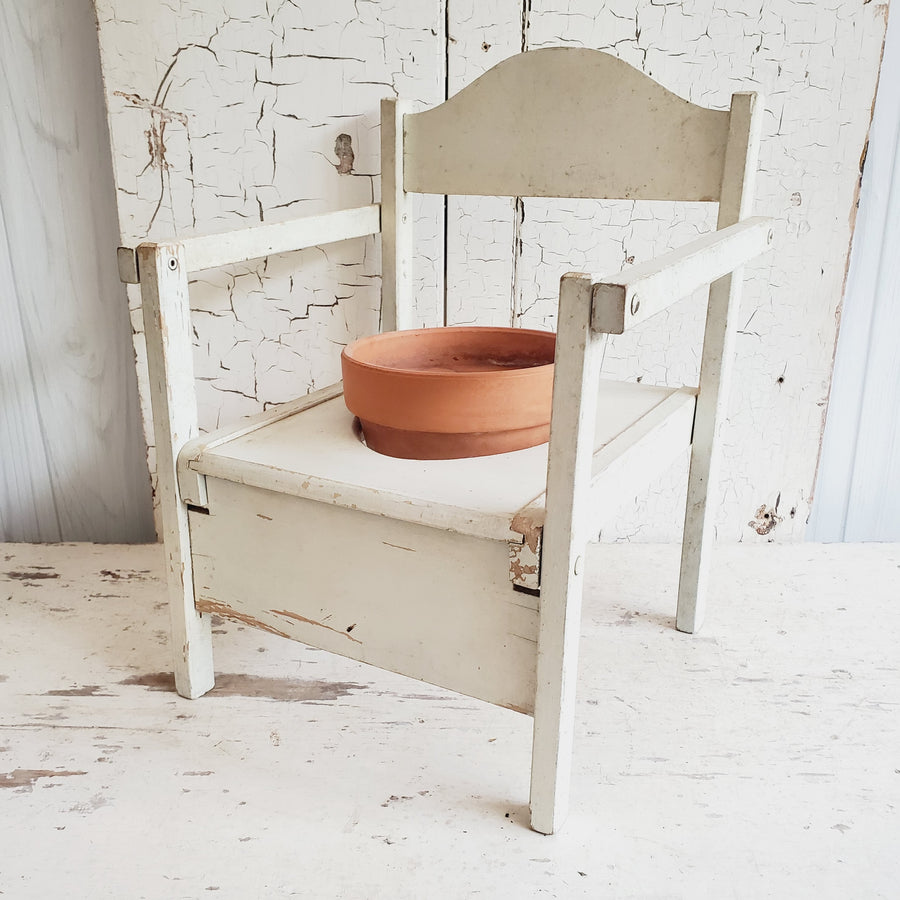 Chippy White Painted Childs Potty Chair Planter