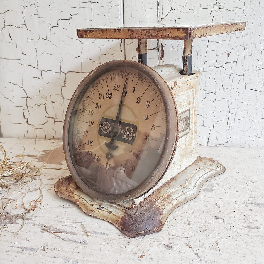Vintage  Chippy White Metal OUR VERY BEST Scale