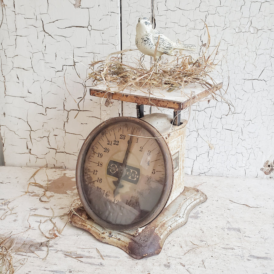 Vintage  Chippy White Metal OUR VERY BEST Scale