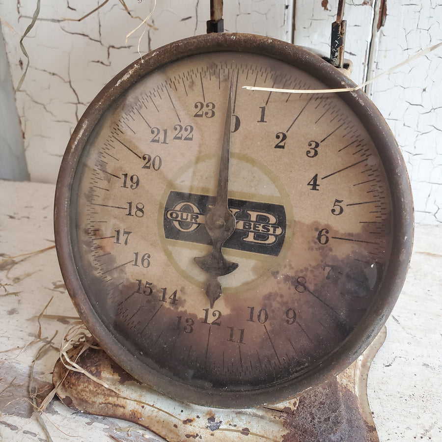 Vintage  Chippy White Metal OUR VERY BEST Scale