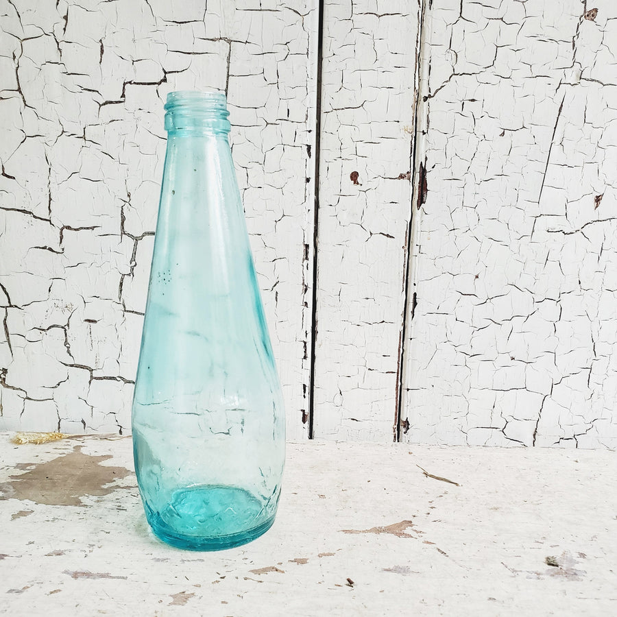 Vintage French Pale Green  Glass Soda Bottle