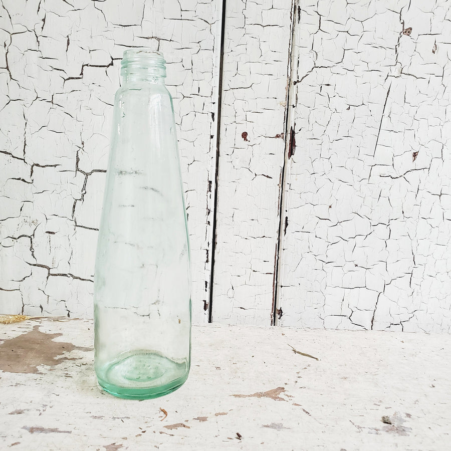 Vintage French Pale Green  Glass Soda Bottle