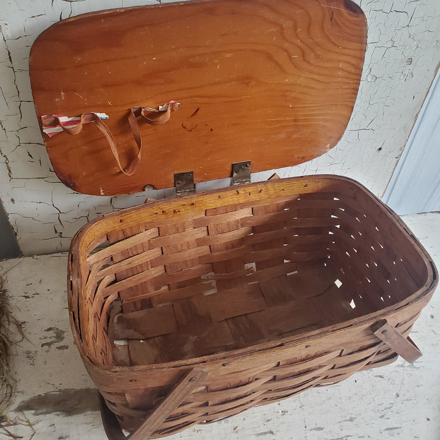 Vintage Woven  Picnic Basket