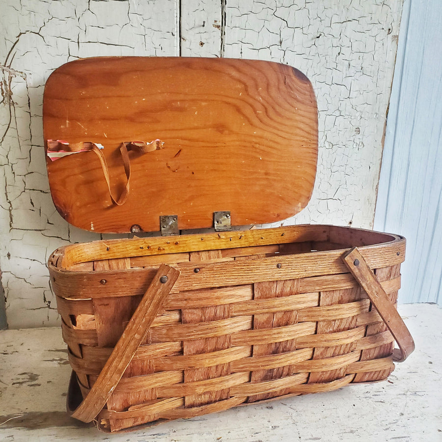 Vintage Woven  Picnic Basket