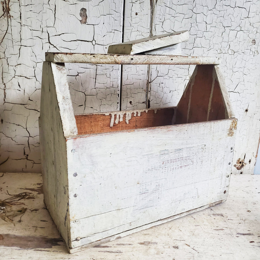 Vintage Chippy White Shoe Shine Box