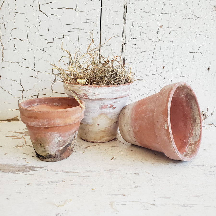 Set of 3 Rustic Terra Cotta Flower Pots