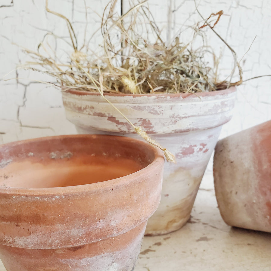 Set of 3 Rustic Terra Cotta Flower Pots