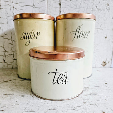 Vintage  Canister Set with copper Lids