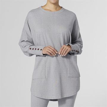 Weekend Brushed Button-Back Sweater - Gray