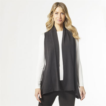 Weekend Brushed Drape Vest - Black