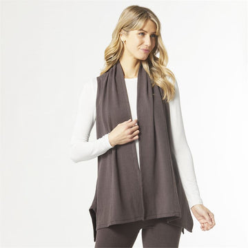 Weekend Brushed Drape Vest - Brown