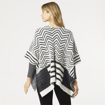 Black & Cream Patterned Ruana
