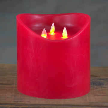Battery Operated 3 Wick Red Candle