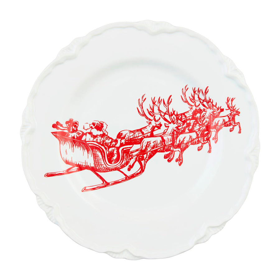 Sleigh Print Dessert Plate