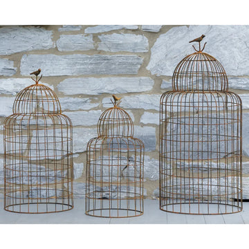 Set of 3 Rusty Bird Cages