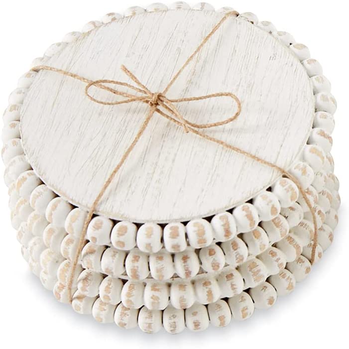Set of 4 Painted Wood Bead Coasters