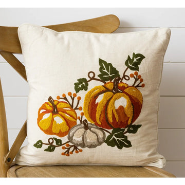 Embroidered Pumpkin Pillow
