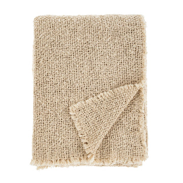 Hand Woven Fringed Bed Blanket - Neutral