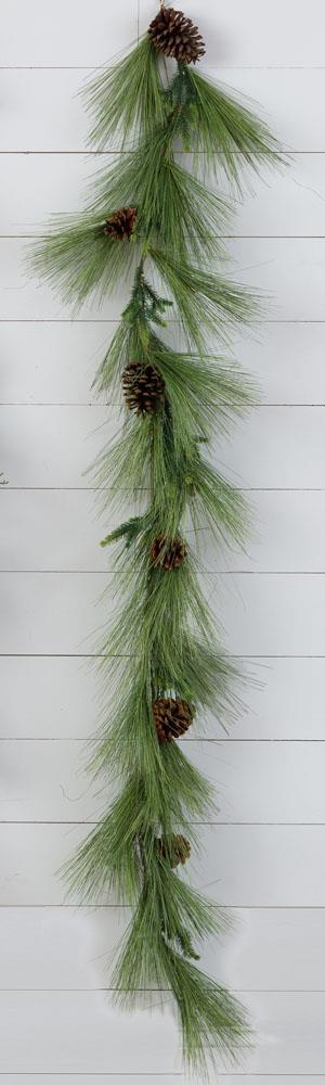 White Pine & Fir Garland with Pinecones
