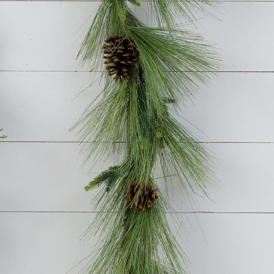 White Pine & Fir Garland with Pinecones