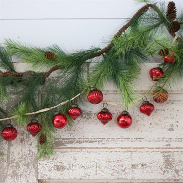 Mercury Glass Ornament Garland - Red