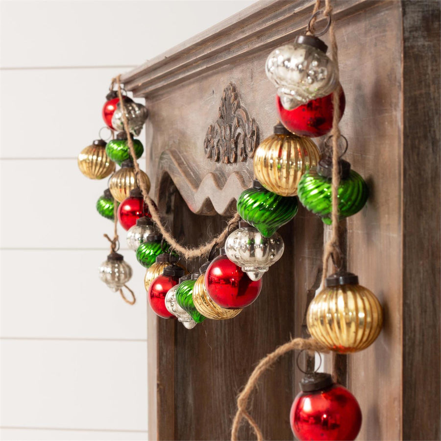 Mercury Glass Ornament Garland - Multicolor
